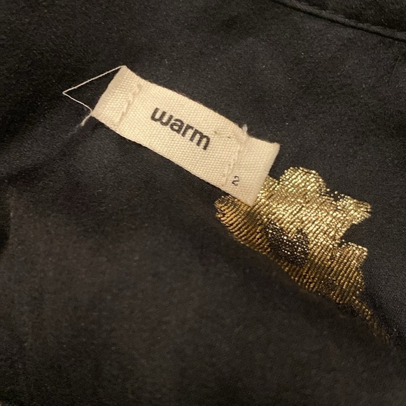 Warm NY / Ladyland black metallic gold floral long sleeve Maxi Dress 2 medium M - Picture 5 of 6